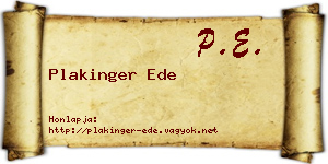 Plakinger Ede névjegykártya